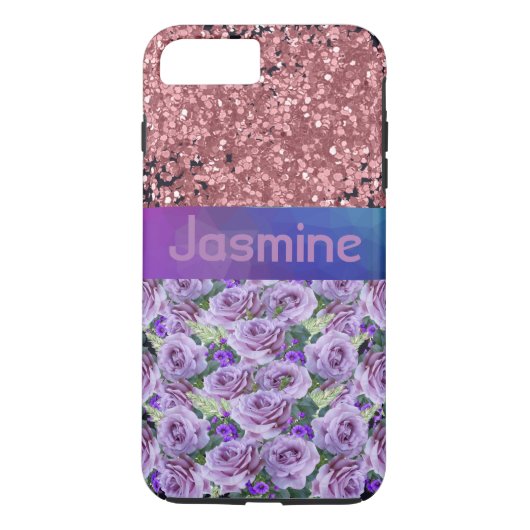 Lila Rose Rosa Glitzer Glitzern Case-Mate iPhone Hülle (Rückseite)