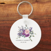 Lila Rose Rosa Personalisierte Gastgeschenk Hochze Schlüsselanhänger (Vorderseite)