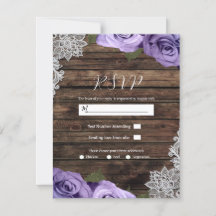 Lila Rose Rustikale Hochzeit RSVP