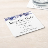 Lila Rose Save the Date Eleganter Blumenwintern Rechteckiger Pappuntersetzer (angewinkelt)