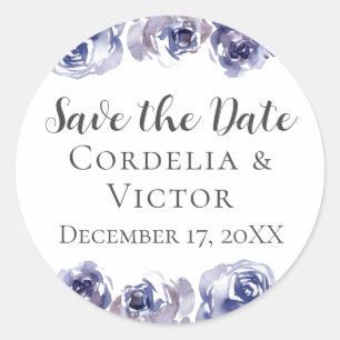 Lila Rose Save the Date Eleganter Blumenwintern Runder Aufkleber