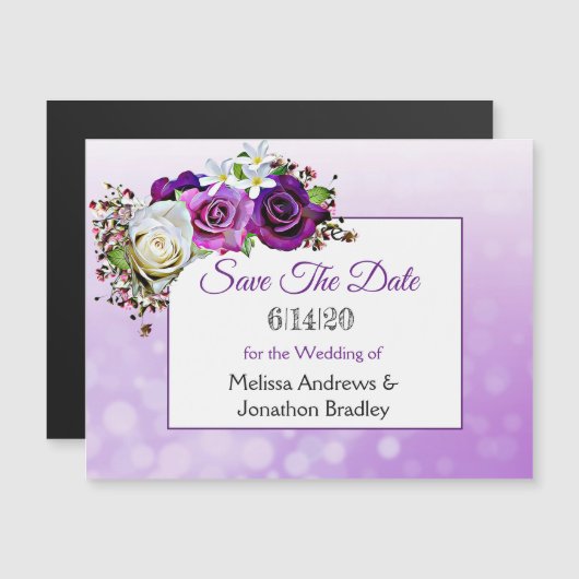 Lila Rose Save the Date Hochzeitsmagazin Magneteinladung (Vorne/Hinten)