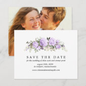 Lila Rose Save the Date-Karte mit Foto-Rückseite Date (Vorne/Hinten)