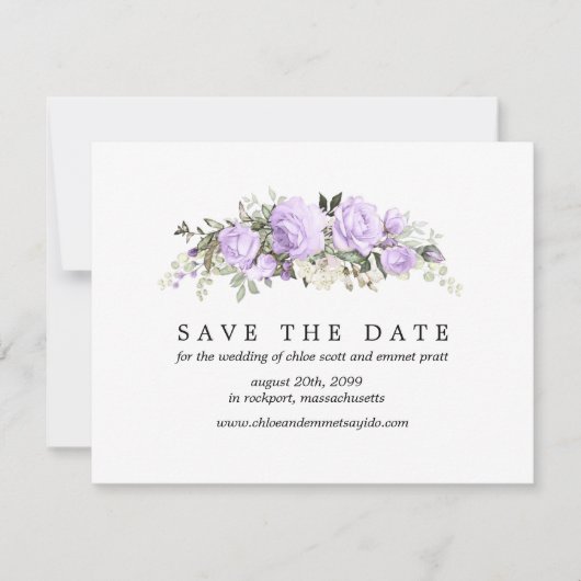 Lila Rose Save the Date-Karte mit Foto-Rückseite Save The Date (Vorderseite)