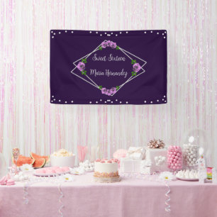 Lila Rose Silber Geometrisch Sweet 16 Banner