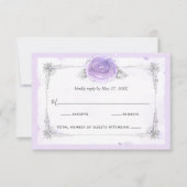 Lila Rose silber und leicht elegant RSVP Karte (Vorderseite)