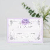 Lila Rose silber und leicht elegant RSVP Karte (Stehend Vorderseite)