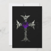 Lila Rose Silver Cross Gothic Brautparty Inv Einladung (Vorderseite)