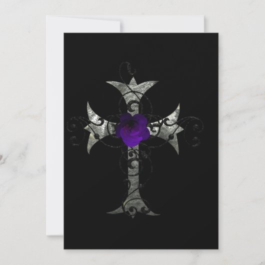 Lila Rose Silver Cross Gothic Brautparty Inv Einladung (Vorderseite)