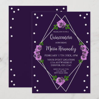 Lila Rose Silver Geometric Quinceñera Einladung