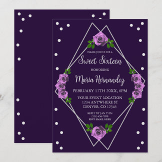 Lila Rose Silver Geometric Sweet 16 Einladung
