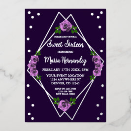 Lila Rose Silver Geometric Sweet 16 Folieneinladung