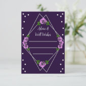 Lila Rose Silver Geometric Sweet 16 Hinweiskarte (Stehend Vorderseite)