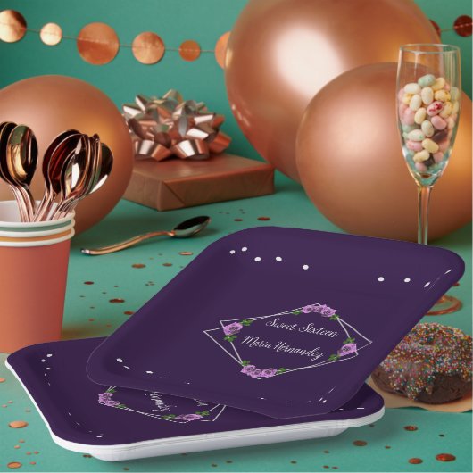 Lila Rose Silver Geometric Sweet 16 Pappteller (Multi)