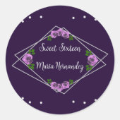 Lila Rose Silver Geometric Sweet 16 Runder Aufkleber (Vorderseite)