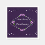 Lila Rose Silver Geometric Sweet 16 Serviette (Vorderseite)