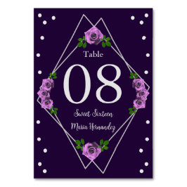 Lila Rose Silver Geometric Sweet 16 Tischnummer