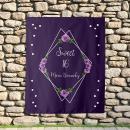 Lila Rose Silver Geometric Sweet 16 Wandteppich