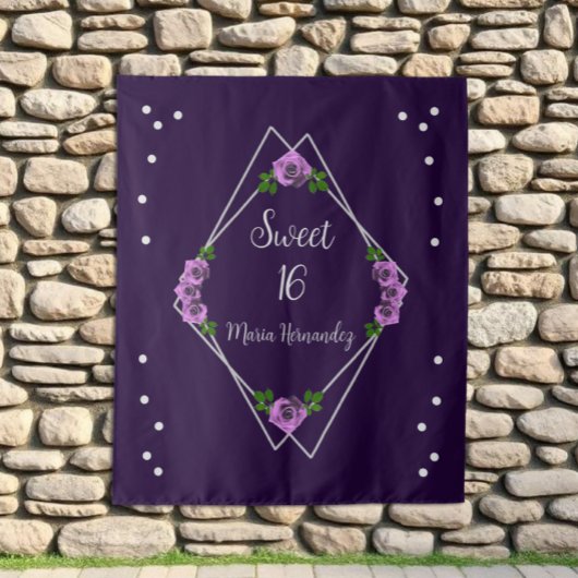 Lila Rose Silver Geometric Sweet 16 Wandteppich