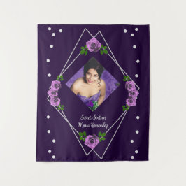 Lila Rose Silver Geometric Sweet 16 Wandteppich