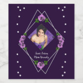 Lila Rose Silver Geometric Sweet 16 Weinetikett (Einzelnes Label)