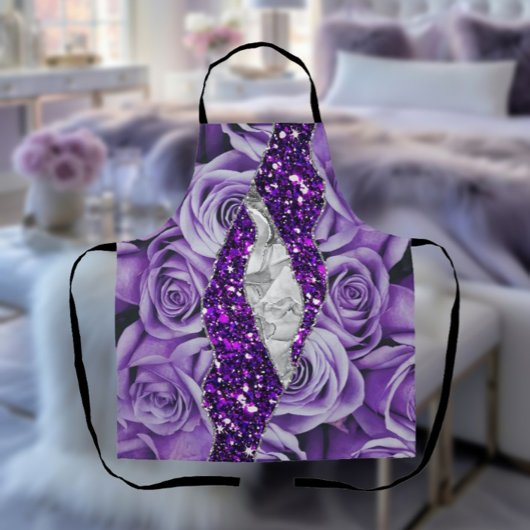 Lila Rose Silver Luxury Elegant Liquid Texture Schürze