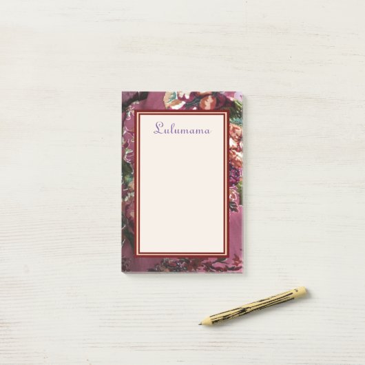 Lila ROSE TONT WULSTIGES SCHNITT-SAMT-Bild Post-it Klebezettel (Auf Schreibtisch)