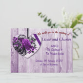 Lila Rose und Einladung zur Hochzeit (Stehend Vorderseite)