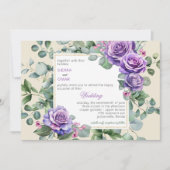 Lila Rose und Eukalyptus-Einladung zur Hochzeit Einladung (Vorderseite)