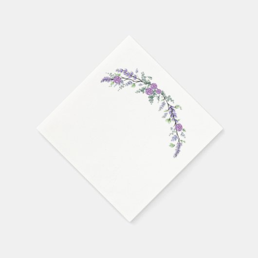 Lila Rose und Eukalyptus Serviette (Ecke)