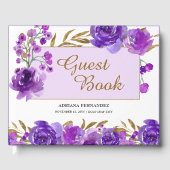 Lila Rose und Gold Leaf-Feier Gästebuch (Vorderseite)