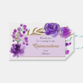Lila Rose und Gold Leaf Quinceanera Vielen Dank Geschenkanhänger (Vorderseite (Horizontal))