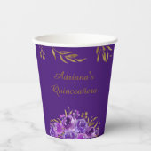 Lila Rose und Goldrevier Eleganter Besondere Anlas Pappbecher (Vorderseite)