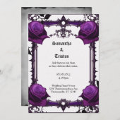 Lila Rose und Hochzeit von Lace Goth Einladung (Vorne/Hinten)