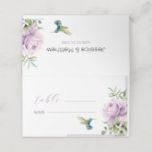 Lila Rose und Hummingbird Platzkarte (Außenseite Aufgefaltet)