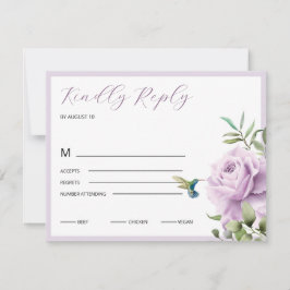 Lila Rose und Hummingbird RSVP Karte