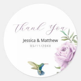 Lila Rose und Hummingbird Runder Aufkleber