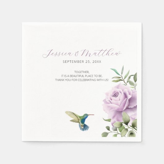 Lila Rose und Hummingbird Serviette (Vorderseite)