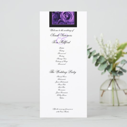 LILA ROSE und LILA LACE-Hochzeitsprogramm Programm (Stehend Vorderseite)