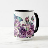 Lila Rose und Schmetterlinge Tasse (VorderseiteRechts)