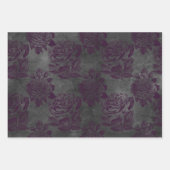 Lila Rose und Schreiben auf Grau Geschenkpapier Set (Vorderseite)