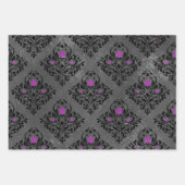 Lila Rose und Schwarzer Damast Geschenkpapier Set (Vorderseite 3)
