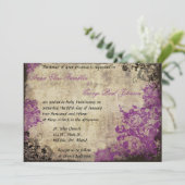 Lila Rose Vintage Hochzeit Einladung (Stehend Vorderseite)