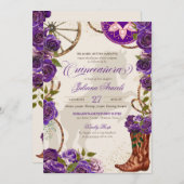 Lila Rose Western Boots Charro Quinceanera Einladung (Vorne/Hinten)