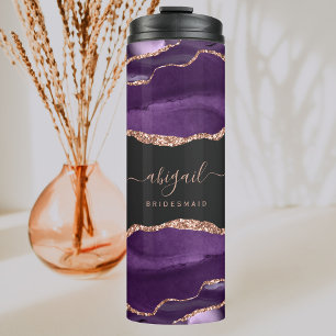 Lila Roségold Achat Dunkle Brautjungfer Hochzeit Thermosbecher