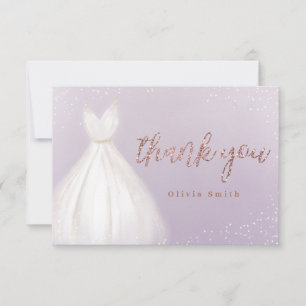 Lila roségold glitzernde Quinceañera-Kleid Dankeskarte