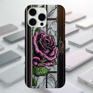 Lila Rosen am Fenster - gothischer Stil iPhone 16 Pro Max Hülle