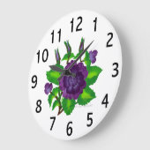 Lila Rosen-Blumenstrauß-runde Uhr (Winkel)