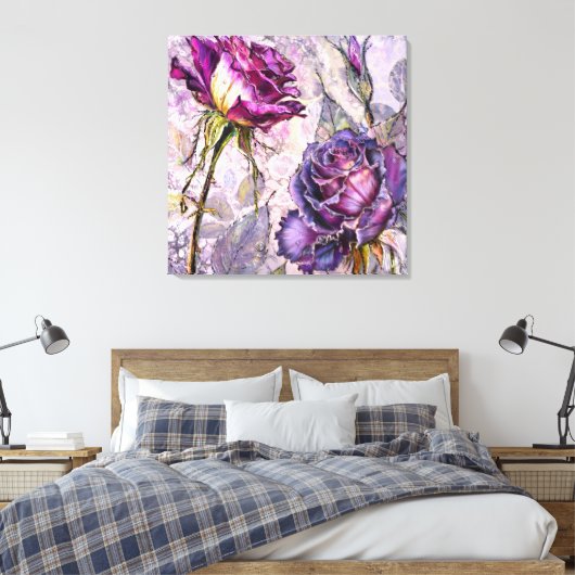 Lila Rosen Leinwanddruck (Insitu (Schlafzimmer))
