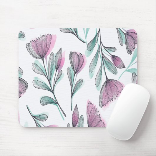 Lila Rosen Mousepad (Mit Mouse)